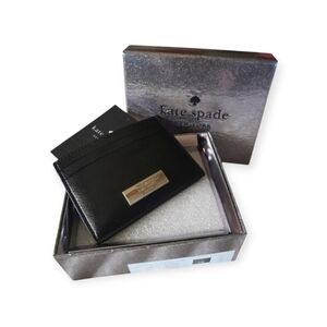 Kate Spade New York Kenzie Patent Saffiano Black Card Holder NIB